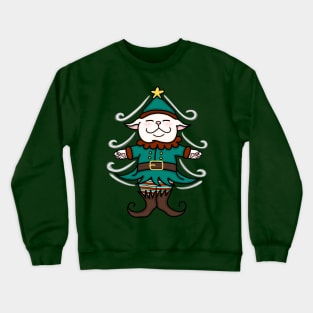 Catmas Elf - Meowy Christmas Tree Crewneck Sweatshirt